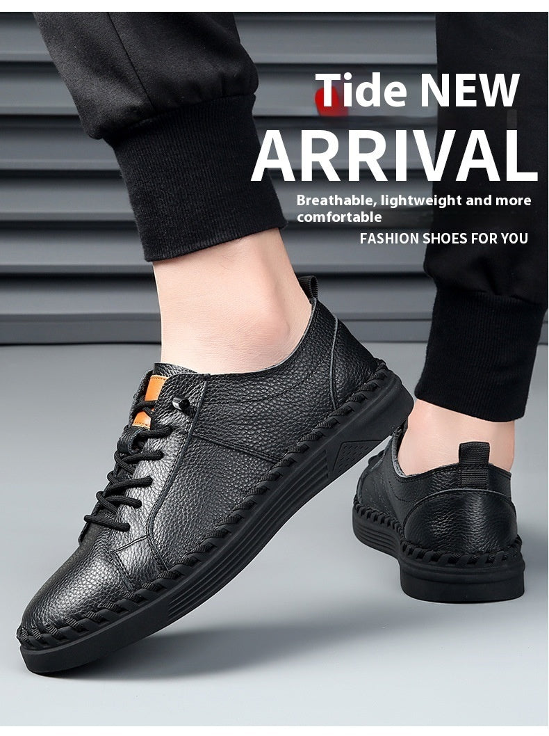 Men’s Cowhide Leather Sneakers – Soft, Breathable & Sweat-absorbing