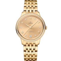 omega de ville prestige 18k yellow gold & diamonds lady's watch_3