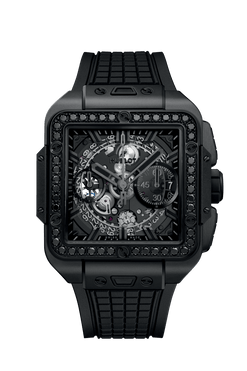 hublot square bang chronograph ceramic & black diamonds men's watch
