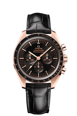 omega speedmaster moonwatch professional chronograph 18k sedna? gold & ceramic men's watch
