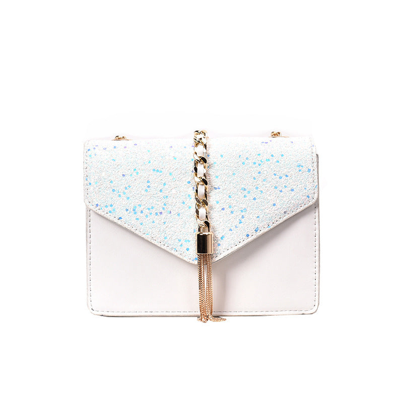 Sequined Chain Small Square Shoulder Messenger Bag for Women