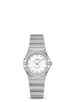 omega constellation quartz stainless steel & diamonds lady?s watch