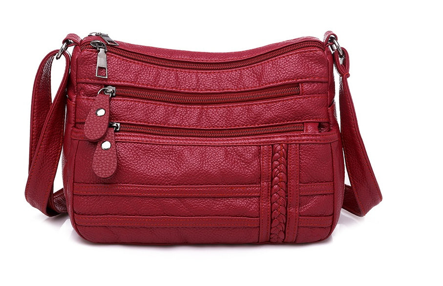 Soft Leather Woven Small Square Shoulder Bag for Women