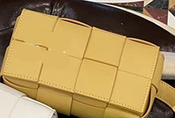 Women's Cassette Weave Leather Flap Bag – Genuine Leather Shoulder, Chest & Waist Bag