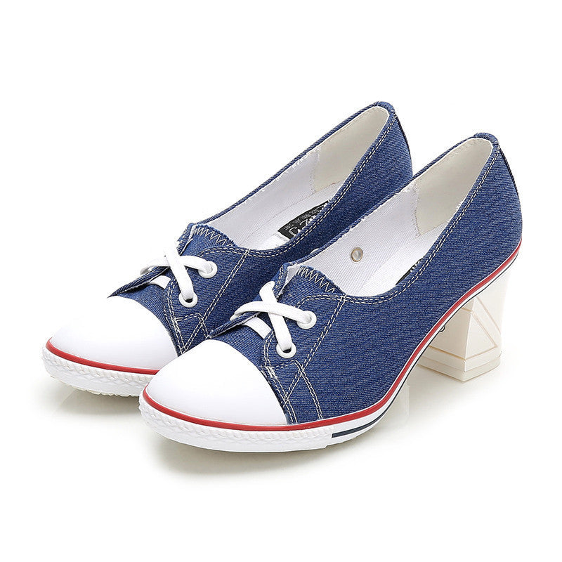 New Korean Style Single Shoes Women Fashion Casual Canvas Shoes Women's Shoes High Heels
