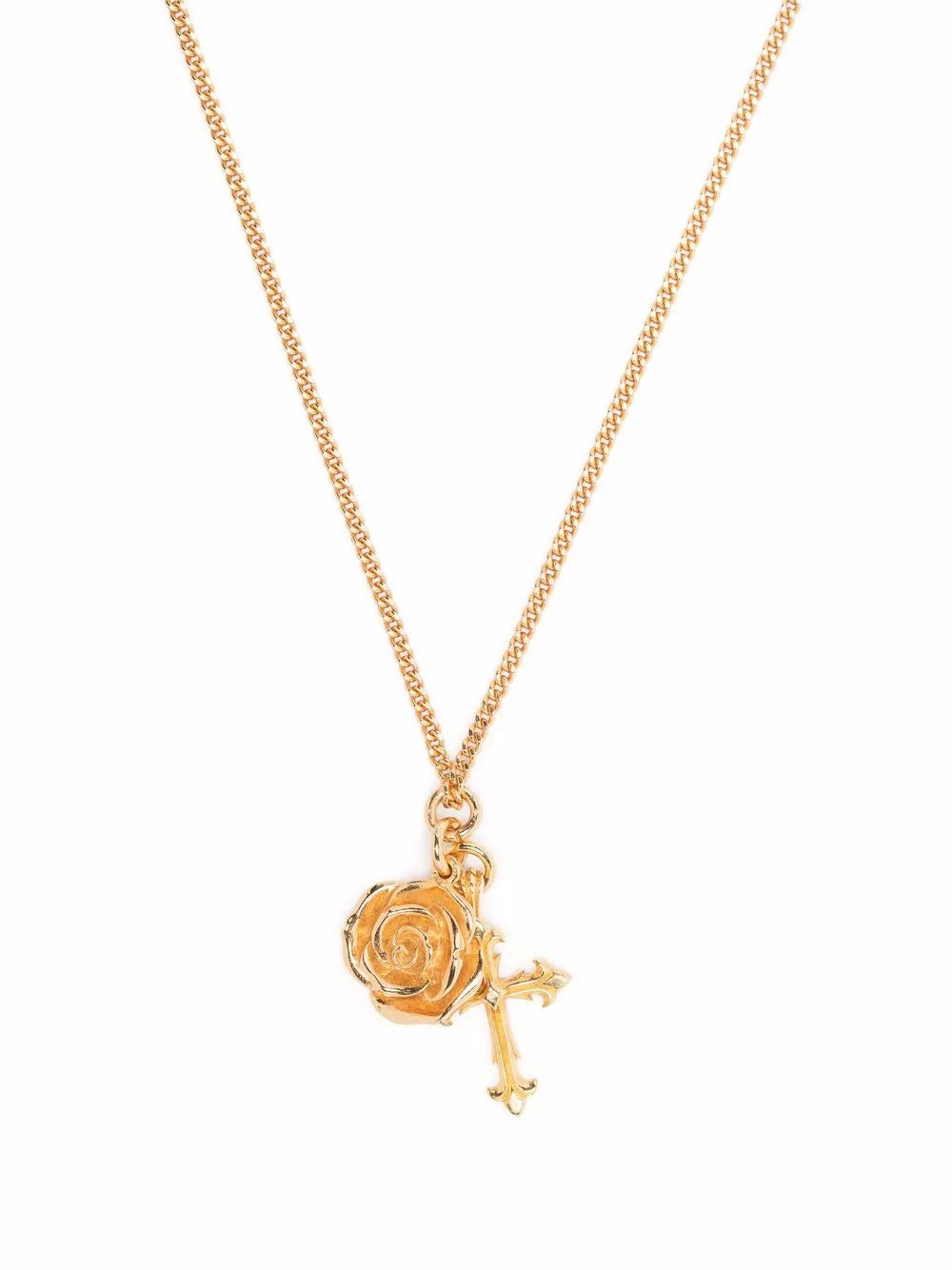 Emanuele Bicocchi rose and cross pendant necklace