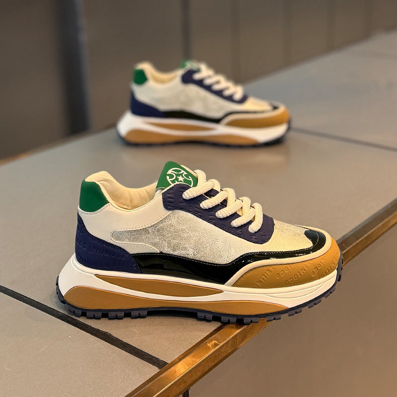 Men’s Retro Daddy Shoes – Thick Bottom Wear-resistant Sneakers