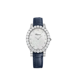 chopard l'heure du diamant oval 18k white gold & diamonds lady's watch