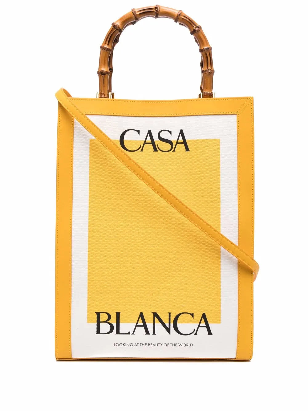 Casablanca logo print bamboo handle tote bag