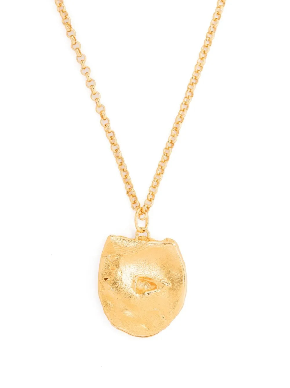 Alighieri hammered pendant gold plated necklace