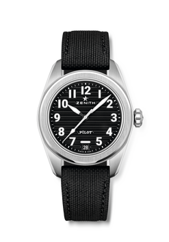 zenith pilot stainless steel men's watch