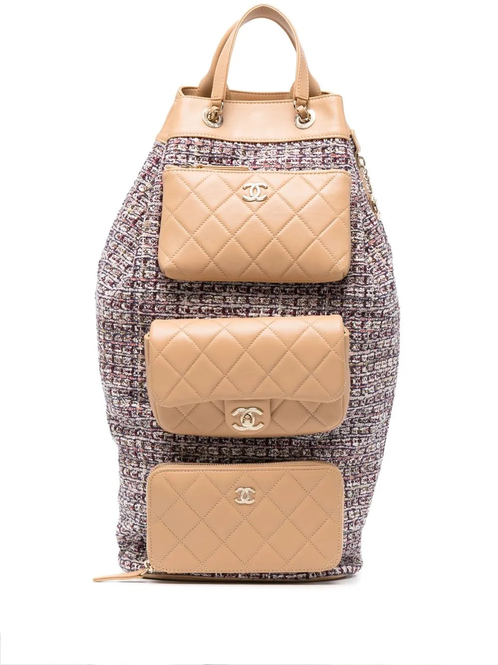 CHANEL 2019 multi pocket tweed backpack