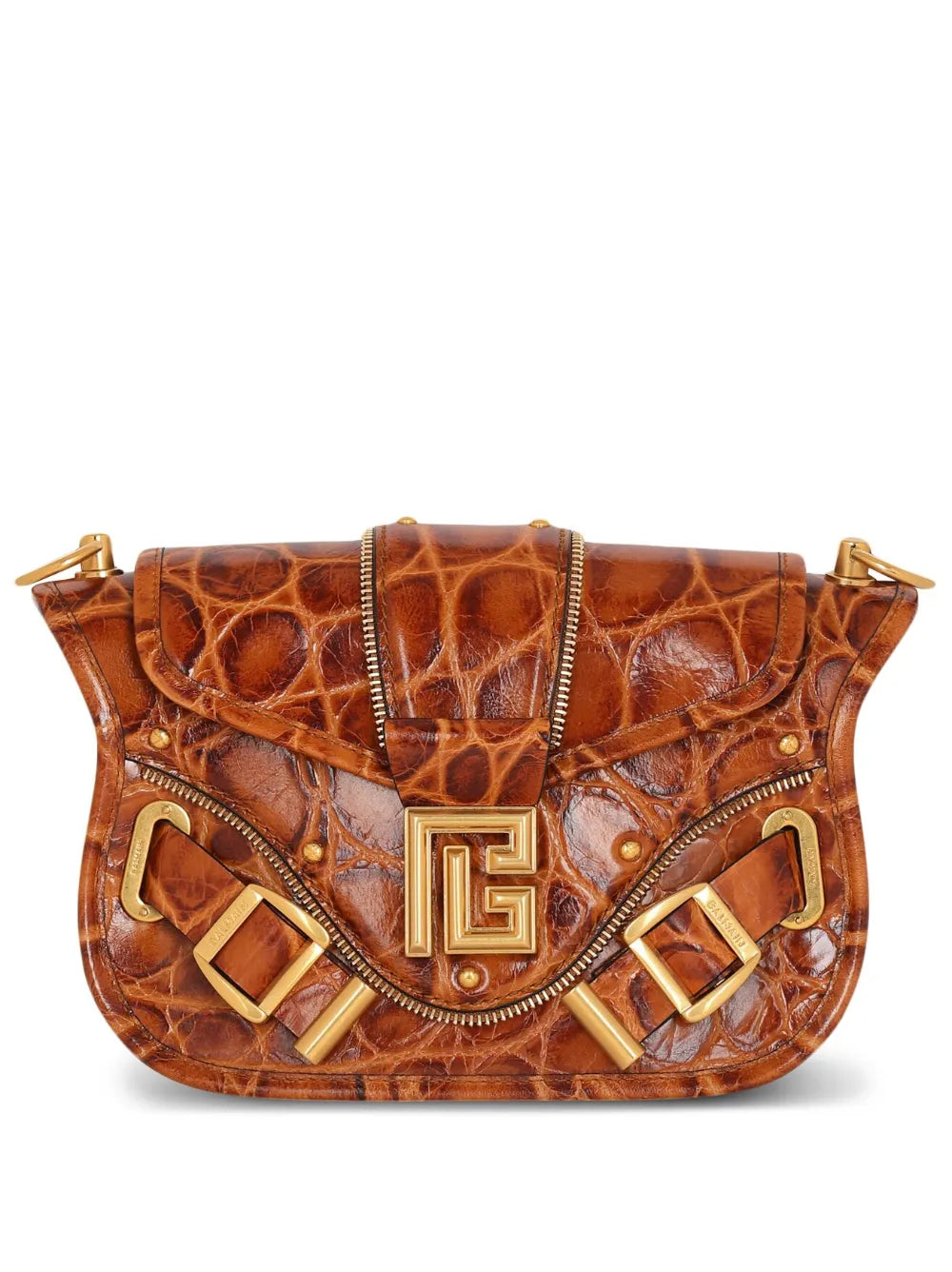 Balmain Blaze crocodile embossed shoulder bag