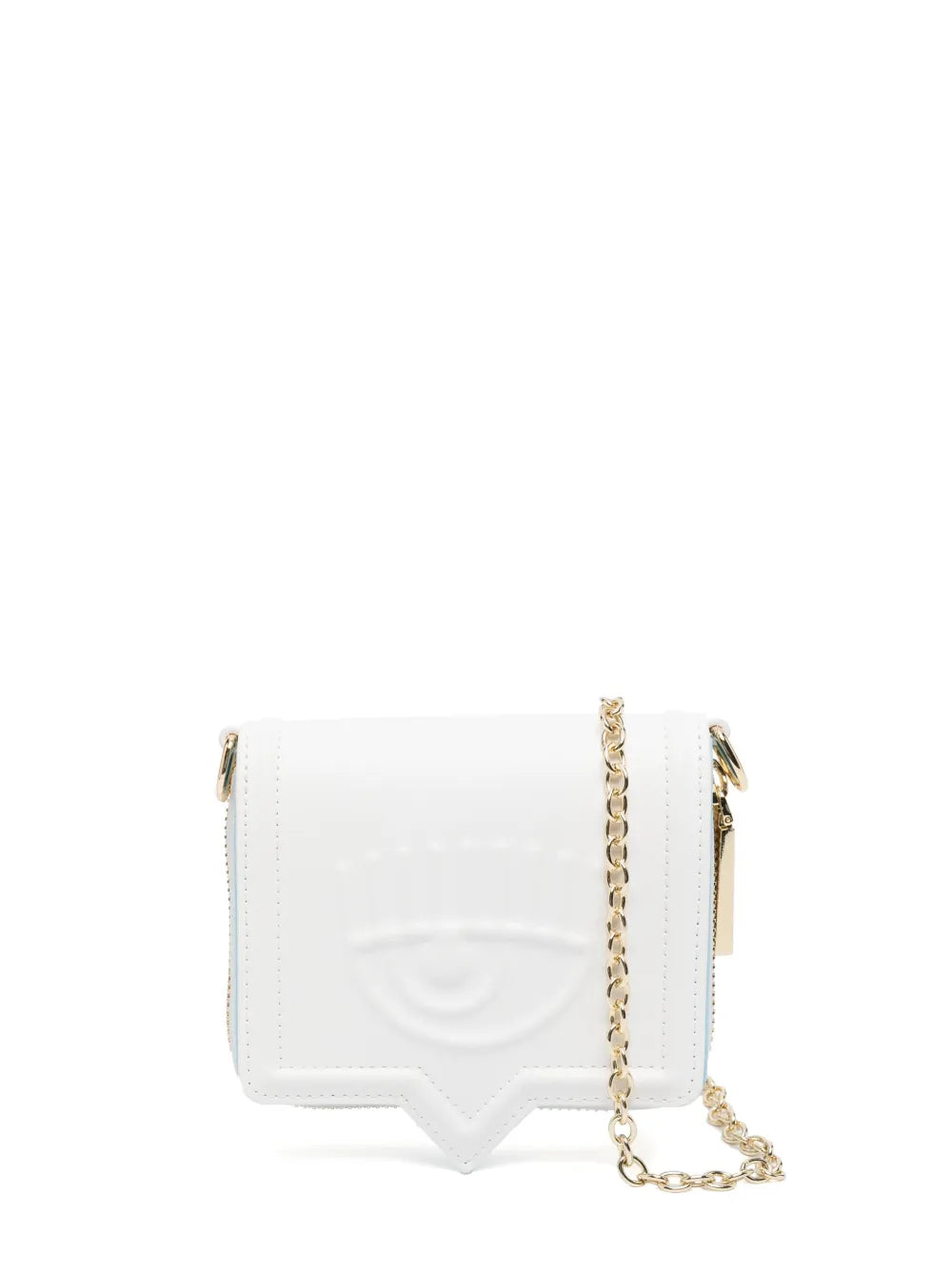 Chiara Ferragni Eyelike embossed faux leather wallet on chain