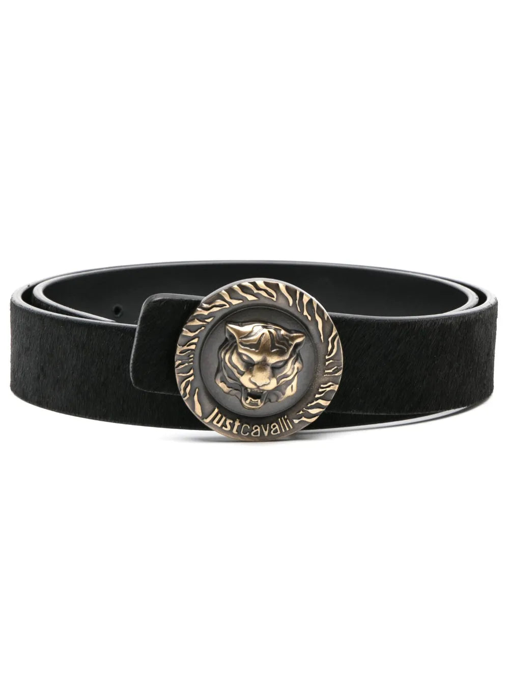 Just Cavalli Tiger Head motif leather belt