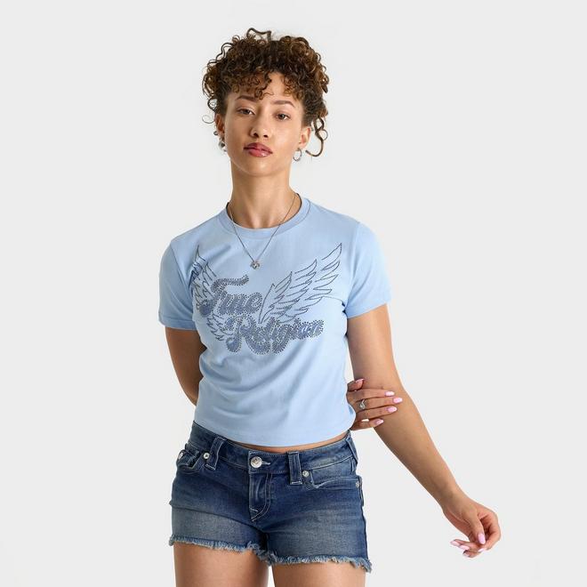 Women's True Religion Crystal Wing Short-Sleeve Baby T-Shirt