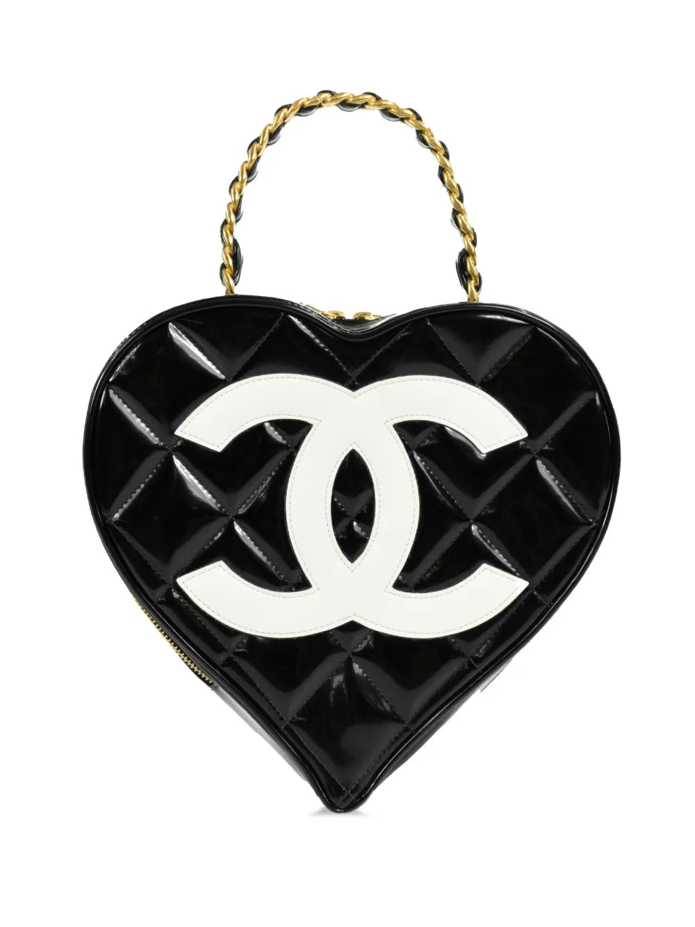 CHANEL 1995 CC Heart diamond quilted vanity bag
