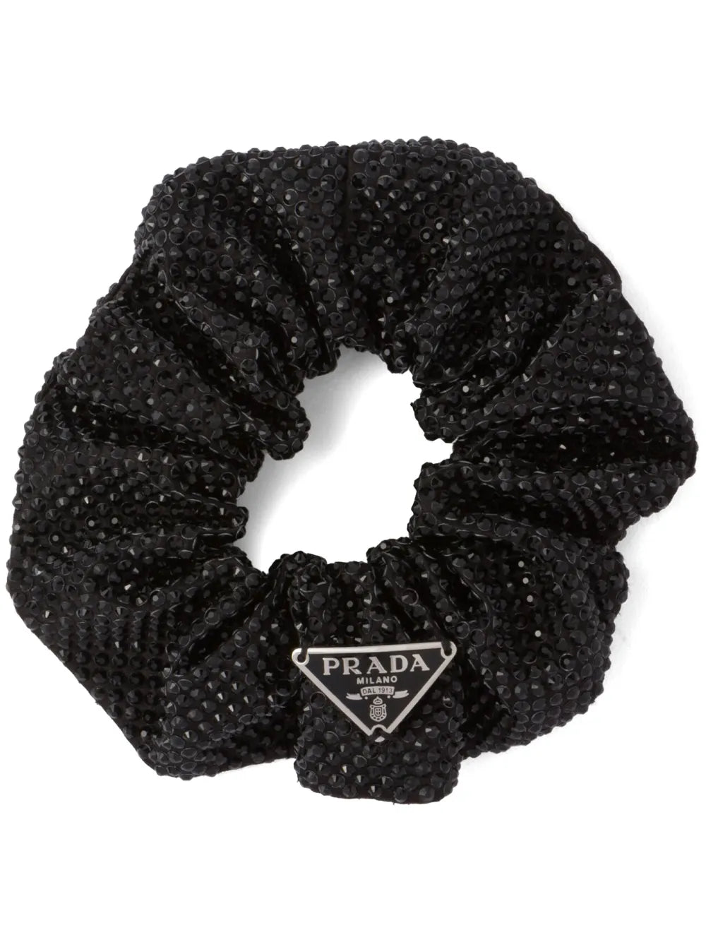 Prada crystal embellished satin scrunchie