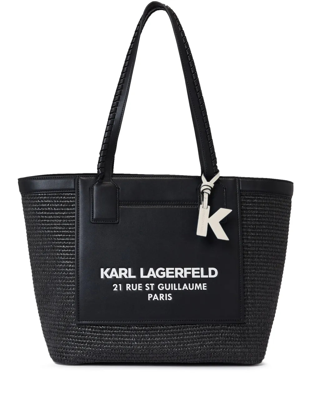 Karl Lagerfeld Rue St Guillaume raffia tote bag