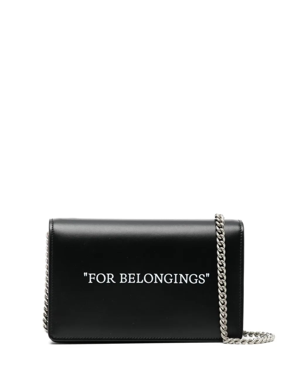 Off-White slogan print leather clutch bag