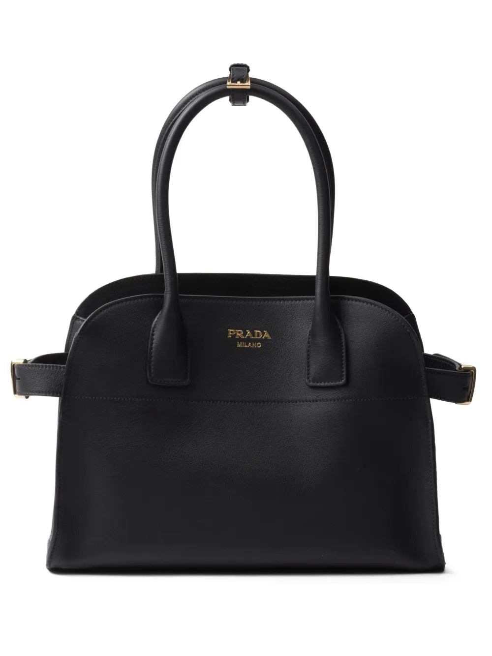 Prada logo lettering leather tote bag