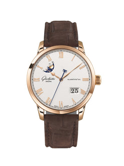 glashutte original senator excellence panorama date moon phase 18k red gold men's watch