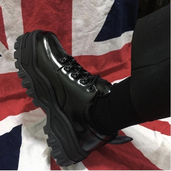 Europe and the United States spring tide soft sister wild old shoes female thick bottom small shoes platform shoes black single shoes women