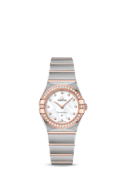 omega constellation quartz stainless steel & 18k sedna? gold?& diamonds lady?s watch