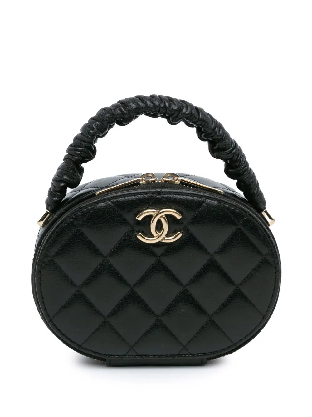 CHANEL 2021 CC Quilted Lambskin Oval Top Handle Clutch handbag