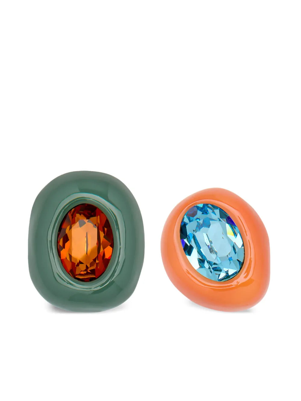Oscar de la Renta Asymmetric Enamel clip on earrings