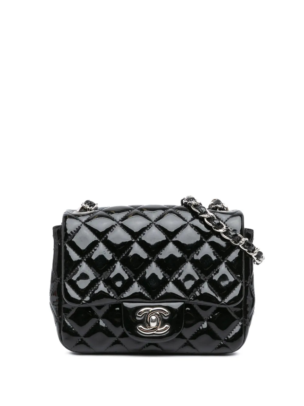 CHANEL 2014 Mini Square Classic Patent Single Flap crossbody bag