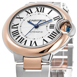 cartier ballon bleu 36mm stainless steel & rose gold unisex watch