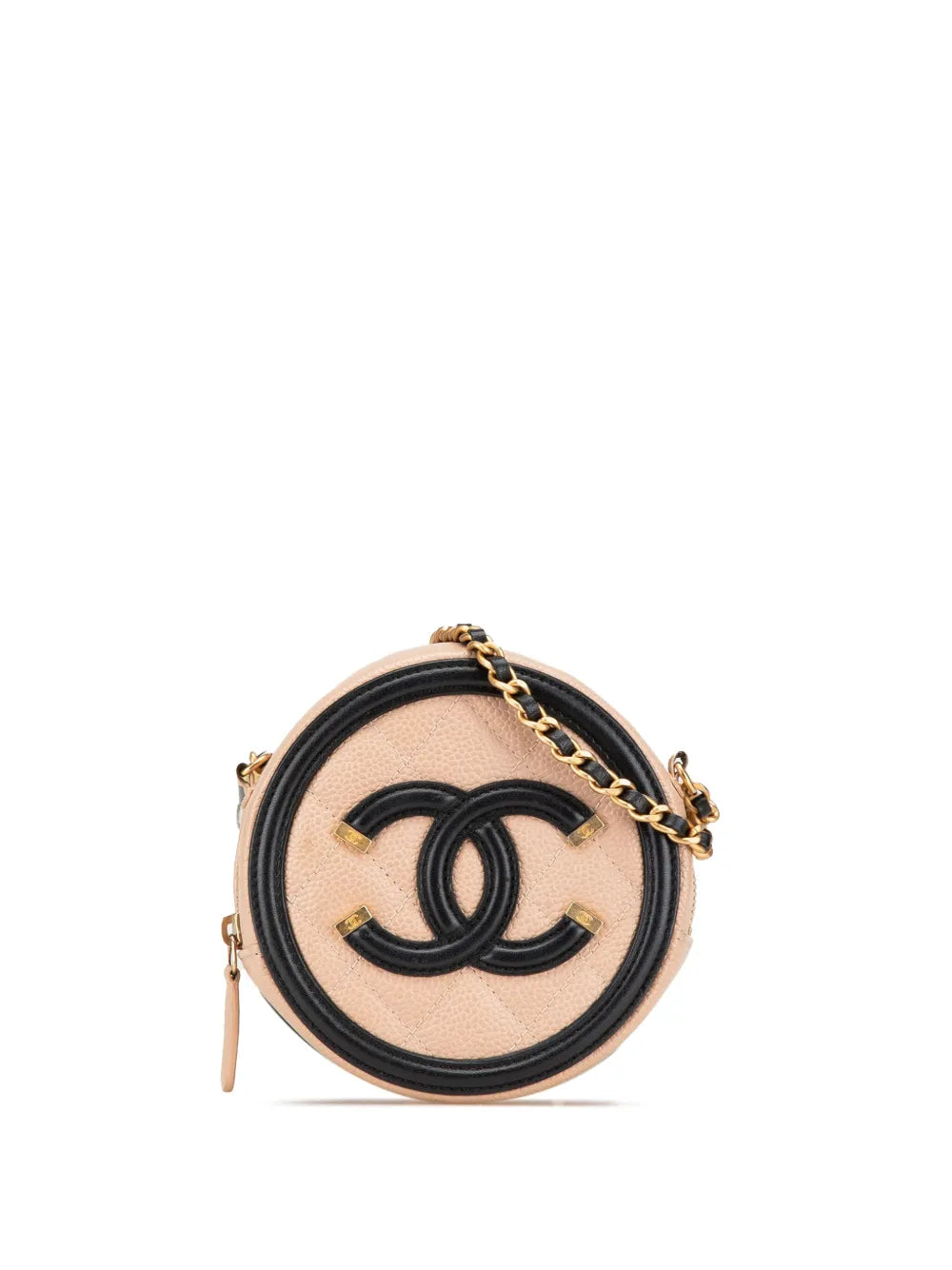 CHANEL 2019 Caviar CC Filigree Round crossbody bag