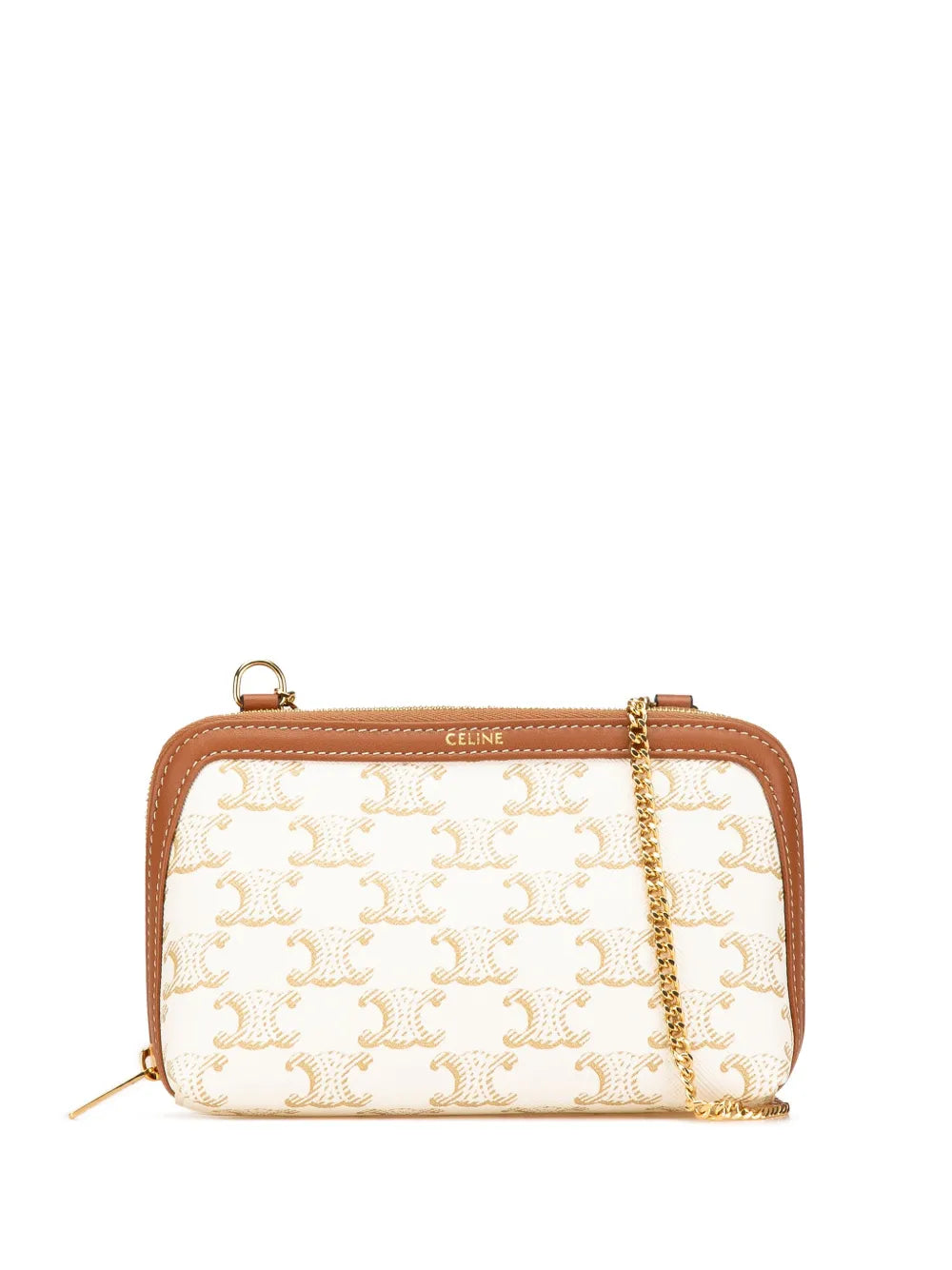 Céline 2023 Coated Canvas Triomphe Clutch On Chain crossbody bag