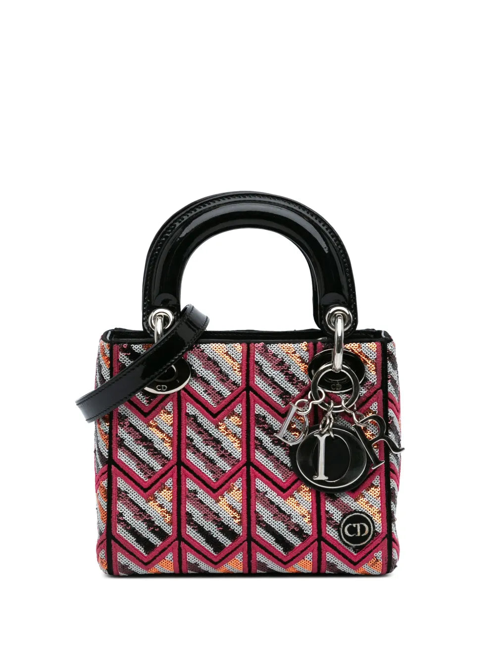 Christian Dior 2015 Mini Patent Sequined Lady Dior satchel