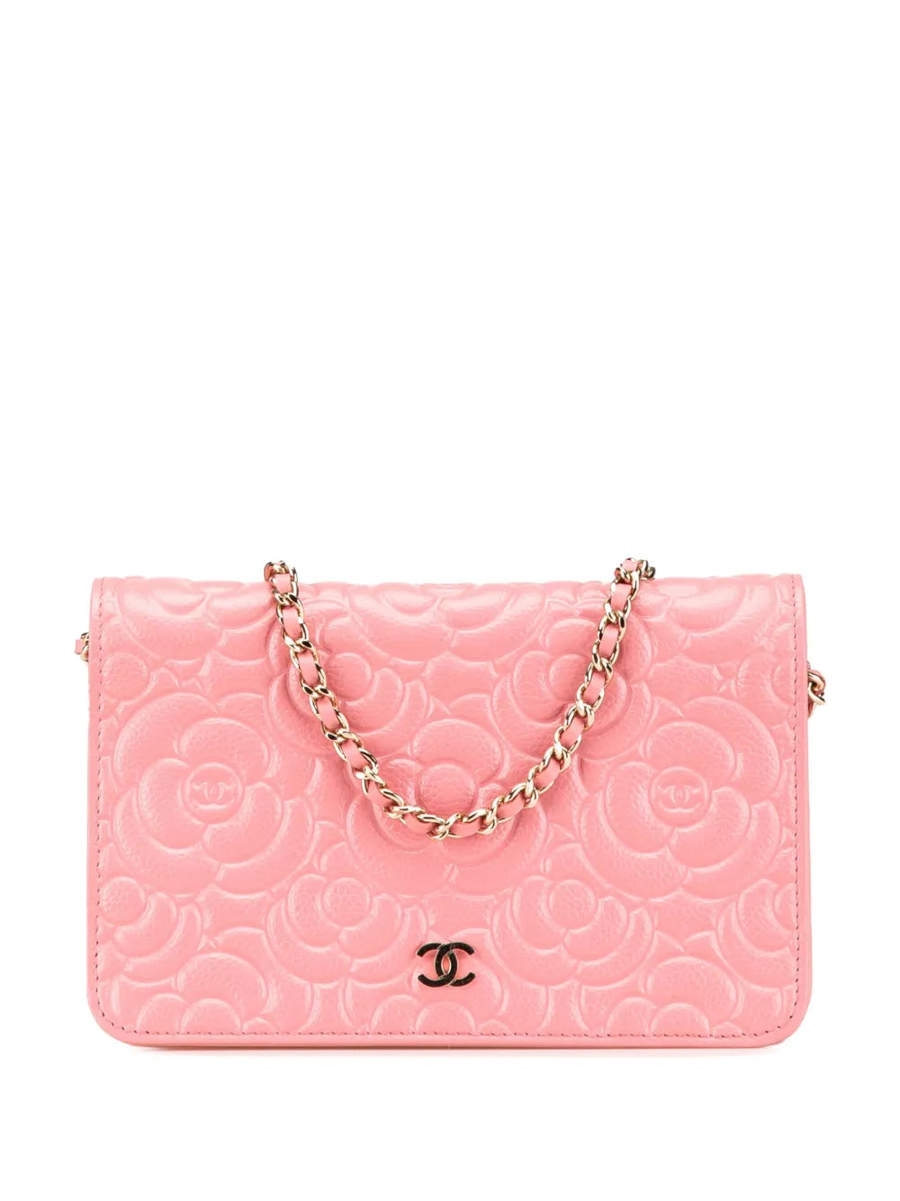 CHANEL 2019 CC Caviar Camellia Wallet On Chain crossbody bag