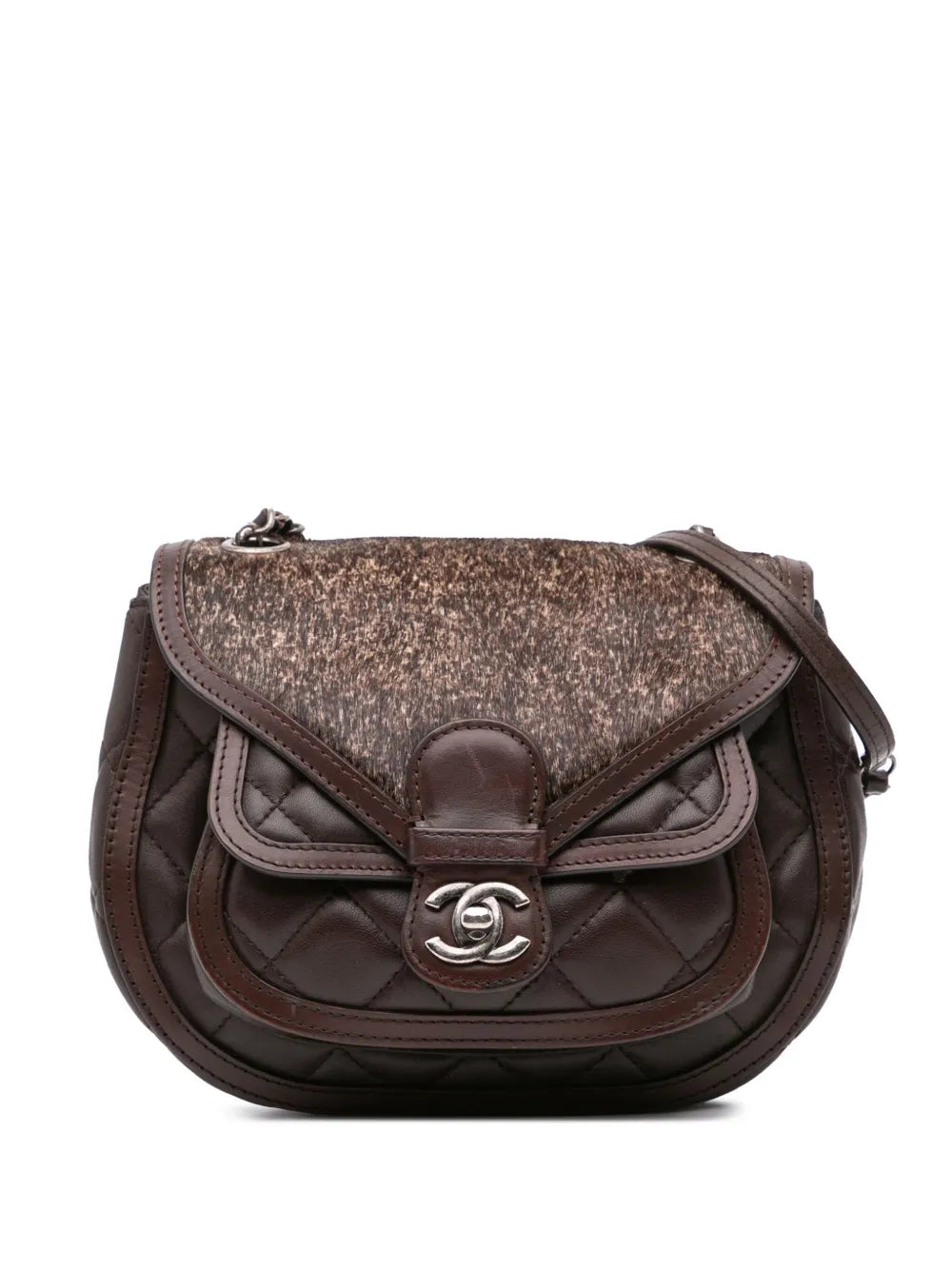 CHANEL 2015 2016 Paris Salzburg Quilted Lambskin and Pony Hair Saddle crossbody bag