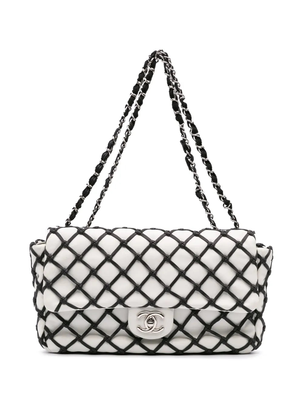 CHANEL 2010 2011 Jumbo Calfskin Canebiers Net Flap shoulder bag