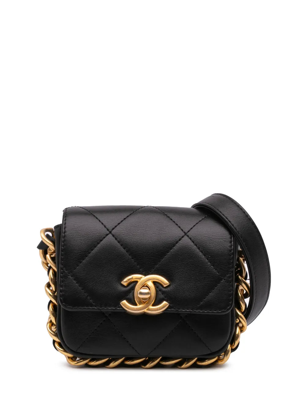CHANEL 2021 2024 Mini Quilted Calfskin Framing Chain Flap crossbody bag