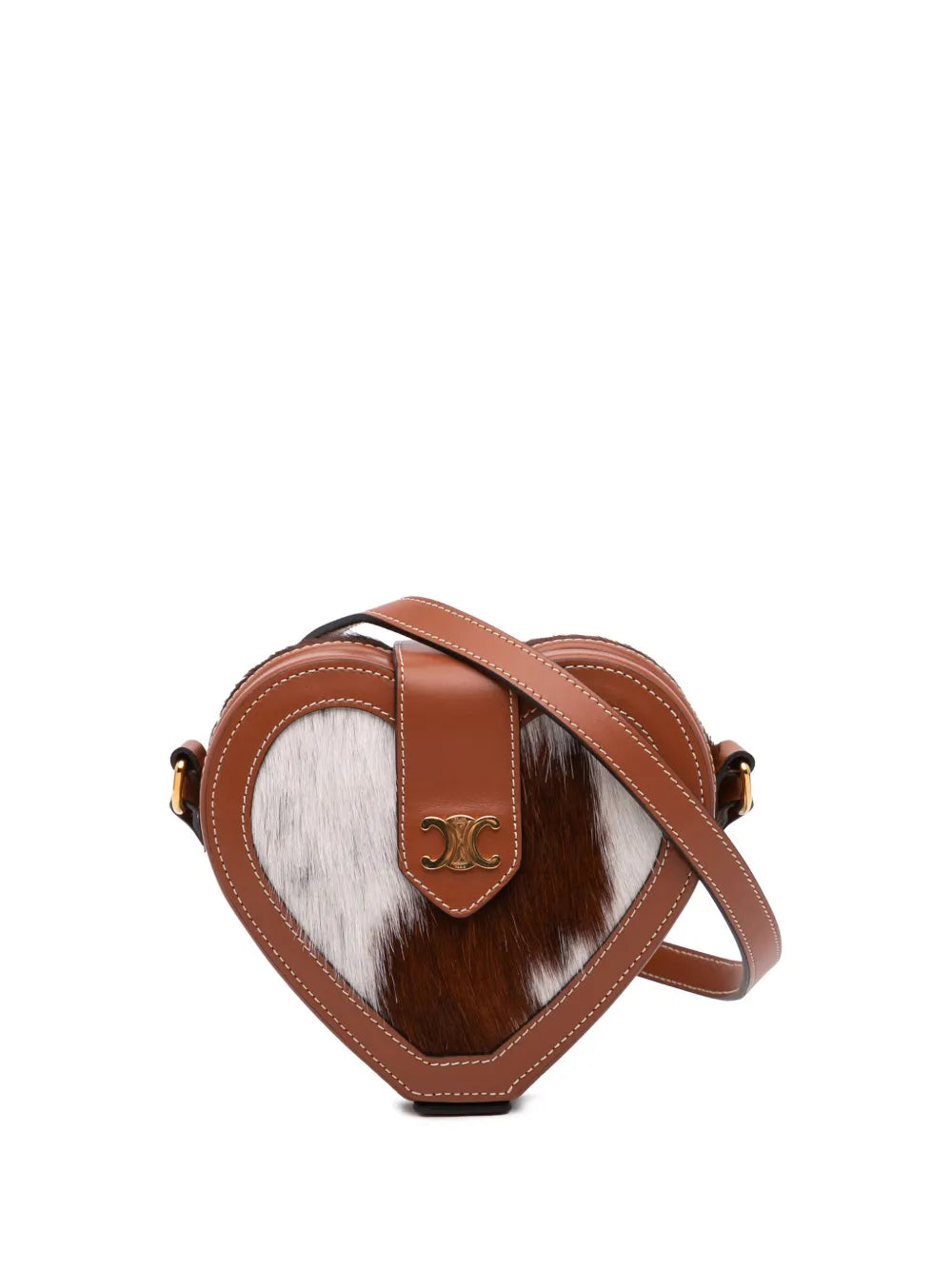 Céline 2022 Pony Hair Triomphe Heart Tambour crossbody bag