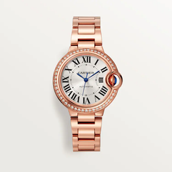 cartier ballon bleu 18k rose gold & diamonds lady's watch