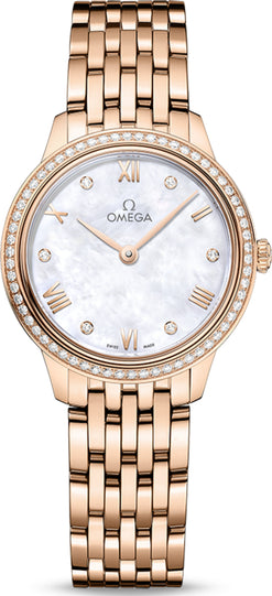 omega de ville prestige 18k sedna? gold & diamonds lady's watch