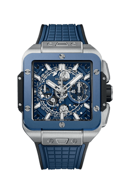 hublot square bang chronograph titanium & blue ceramic men's watch