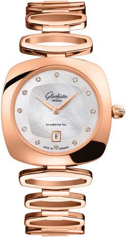glashutte original lady collection pavonia date 18k red gold & diamonds lady's watch_3