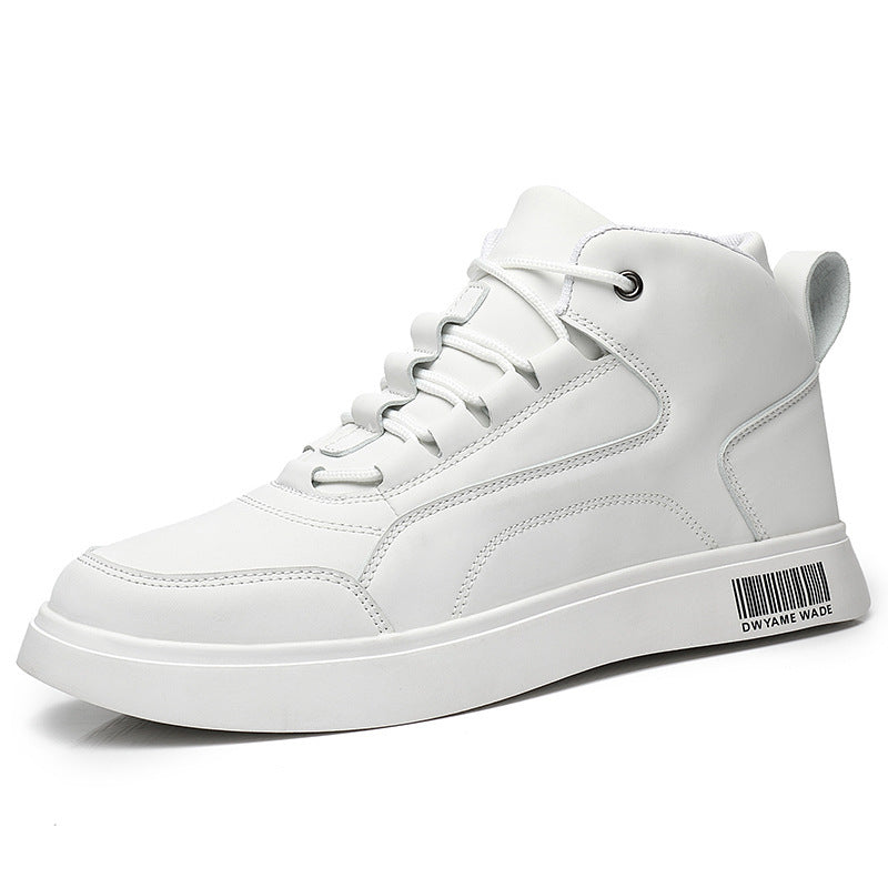 Men’s White Mid-Top Sports Board Shoes – Trendy Casual Sneakers