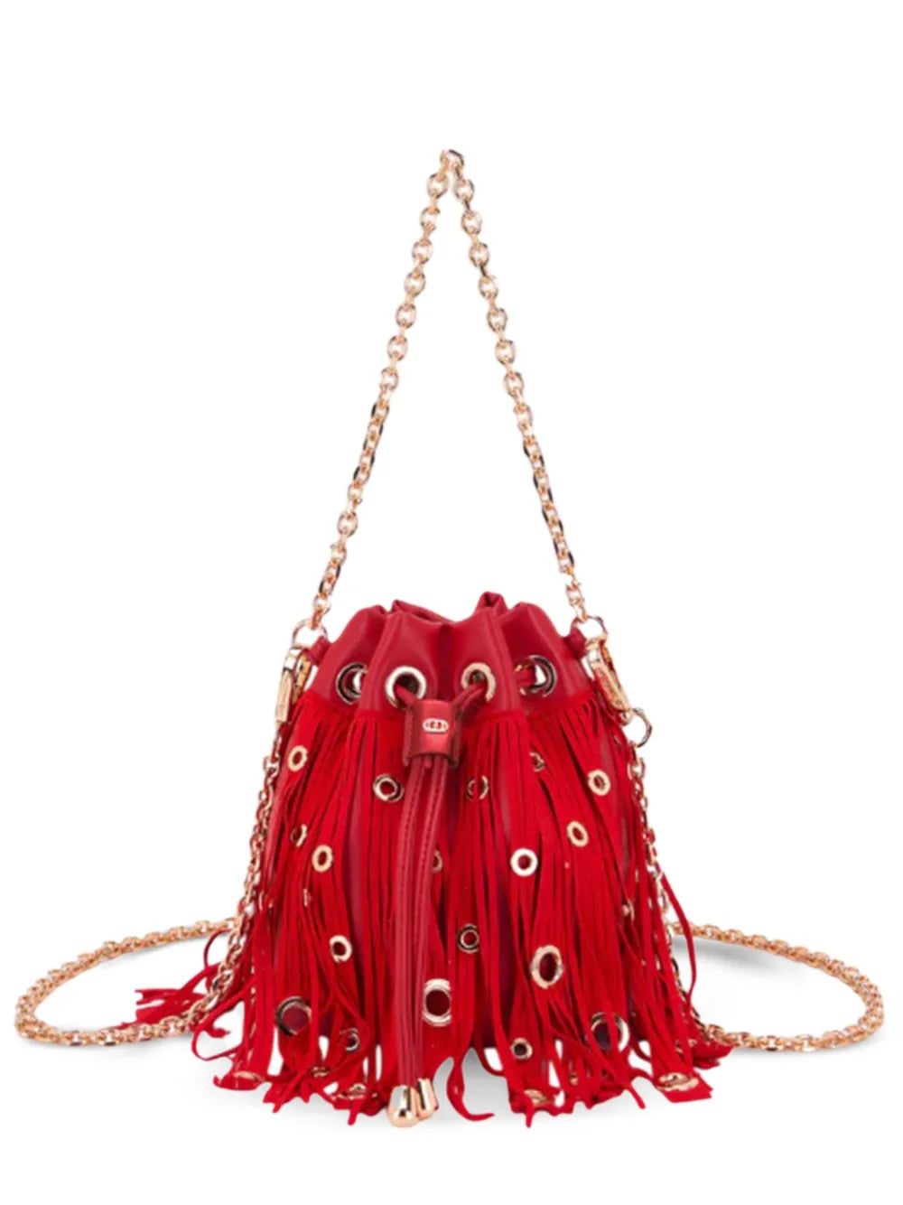 La Carrie mini fringed bucket bag