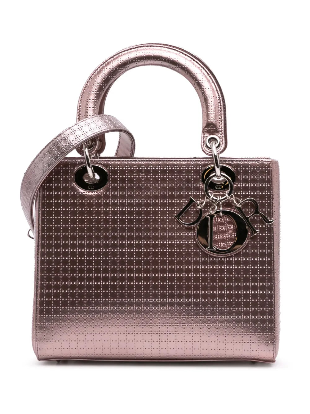 Christian Dior 2016 Medium Metallic Patent Microcannage Lady Dior satchel