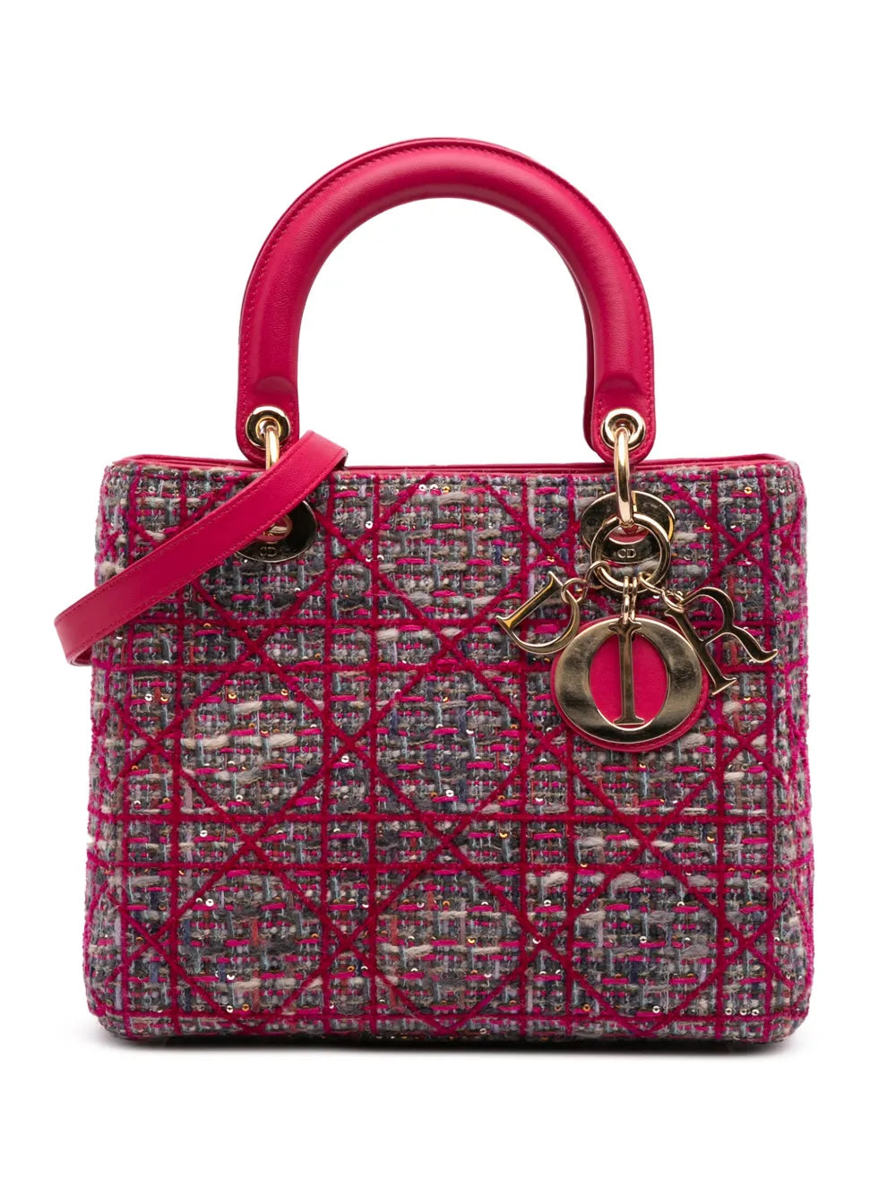 Christian Dior 2012 Medium Tweed Macrocannage Lady Dior satchel