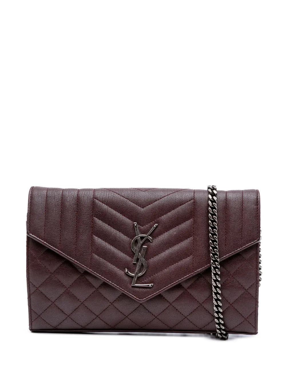 Saint Laurent 2016 Sheepskin Triquilt Monogram Envelope Wallet on Chain crossbody bag