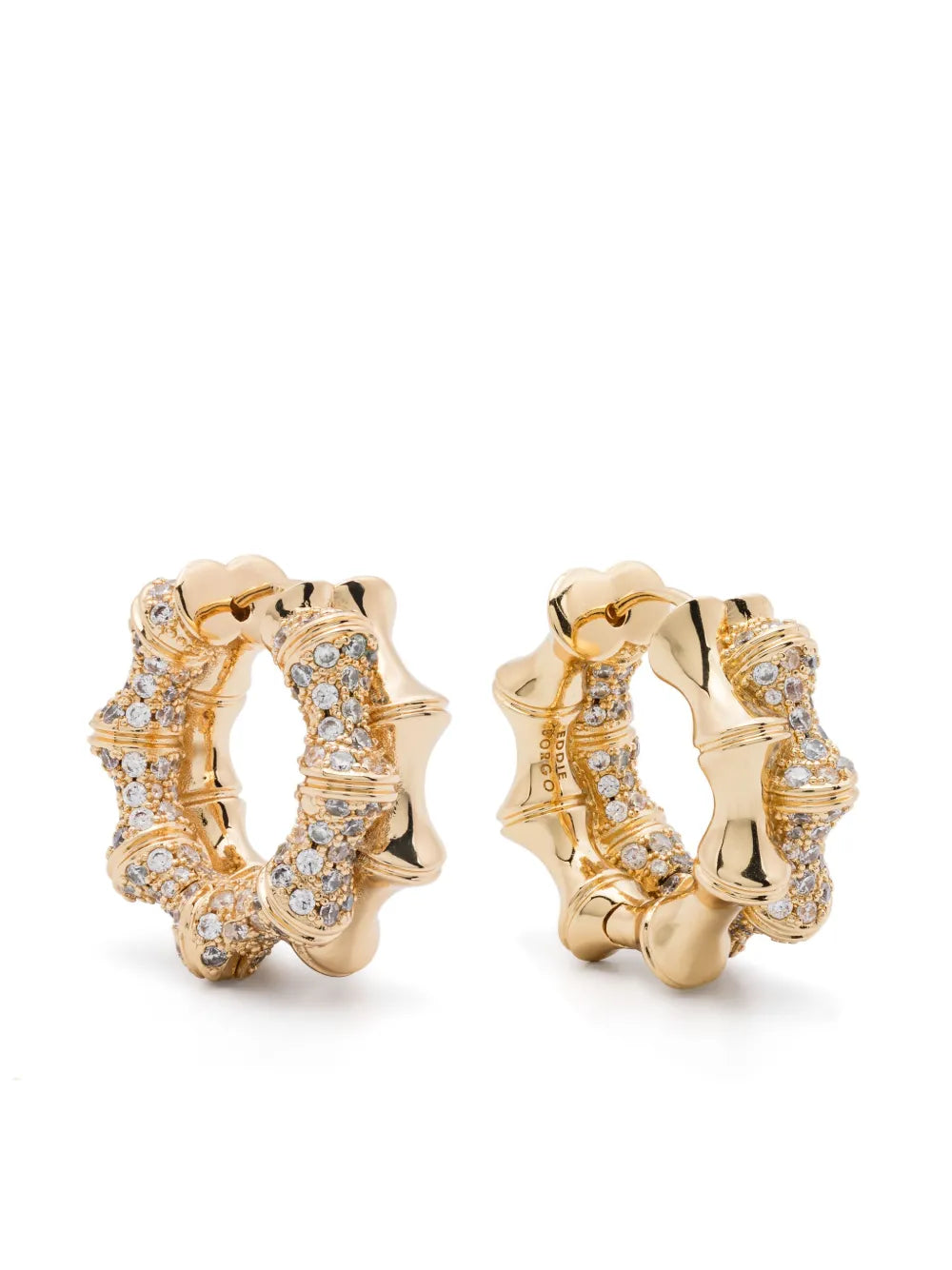 Eddie Borgo Double Pave Bambu hoop earrings
